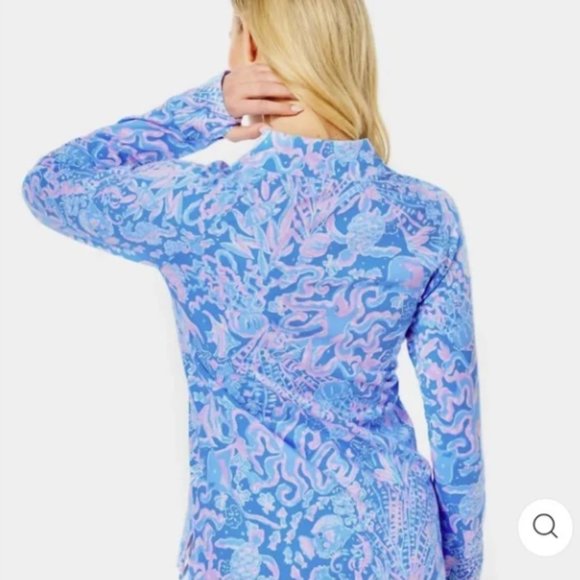 Lilly Pulitzer Cassi Popover Pullover In Boca Blue Sea What I Sea size Large NWT - Picture 2 of 7